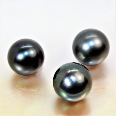Perles Noires De Tahiti 13,2 Mm - Paire Non Percée + Certificat - Neuf Avec étiquettes