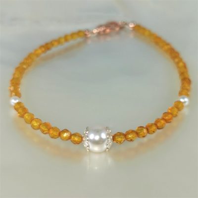 bracelet Ag925 Ambre et Akoya