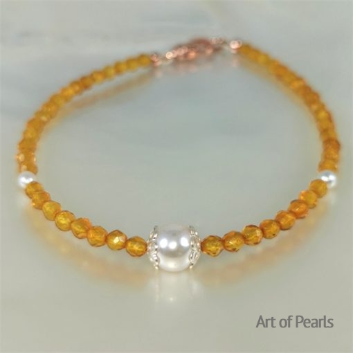 bracelet Ag925 Ambre et Akoya