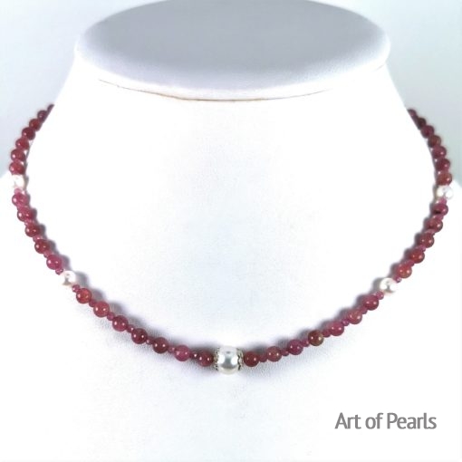 collier Tourmalines et perles Akoya Ag925