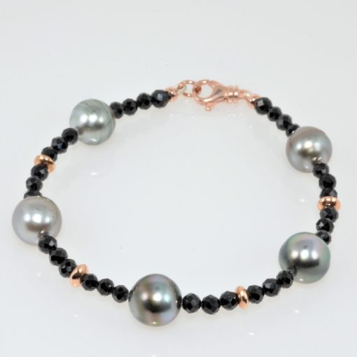 Bracelet Ag925 spinels et perles de Tahiti