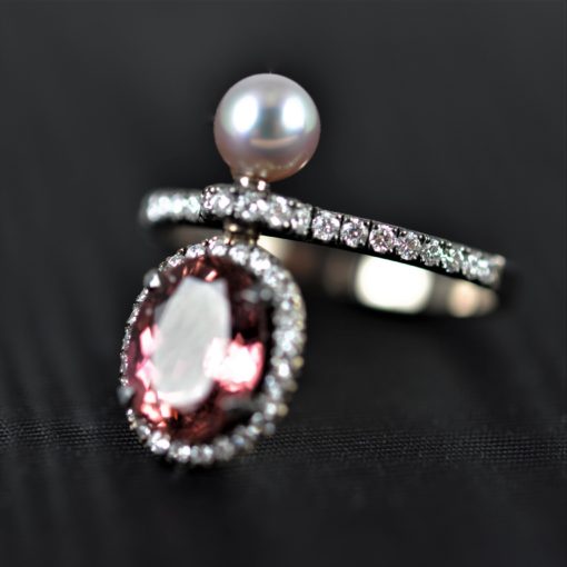 bague or 18k tourmaline rose ovale