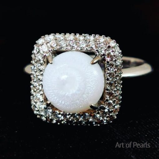 bague perle fine diamants