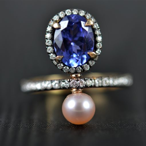 bague tanzanite et diamants