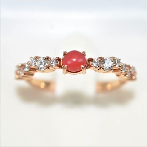 bague or rose diamants perle Conche