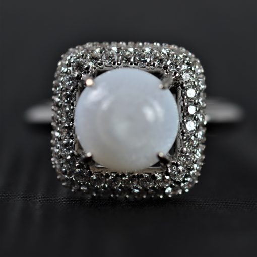 bague OG18K diamants perle fine Clam