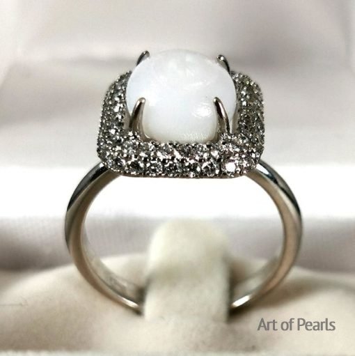 bague diamants et perle naturelle