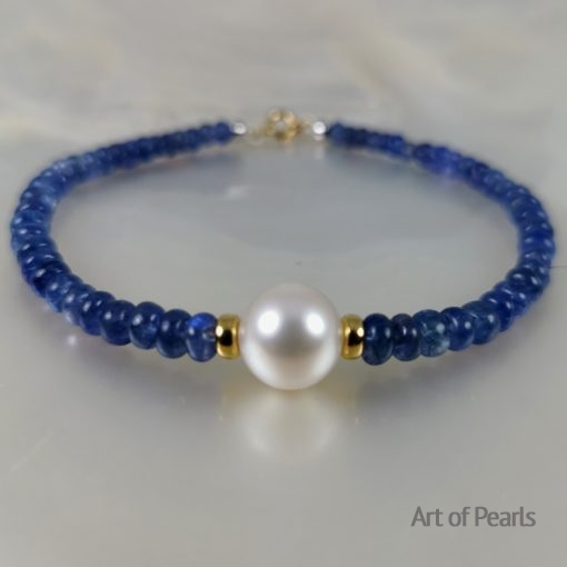 Bracelet Tanzanites et perle