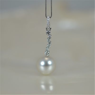 collier OG18K diamants et SSP perle