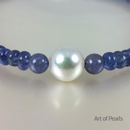 Bracelet Tanzanites et perle Akoya 18K