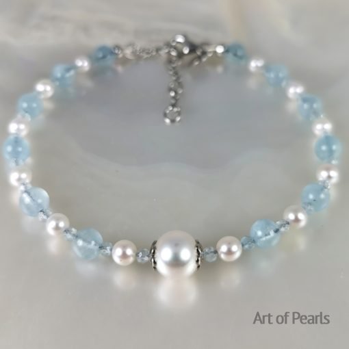 Akoya perles aigues-marines bracelet