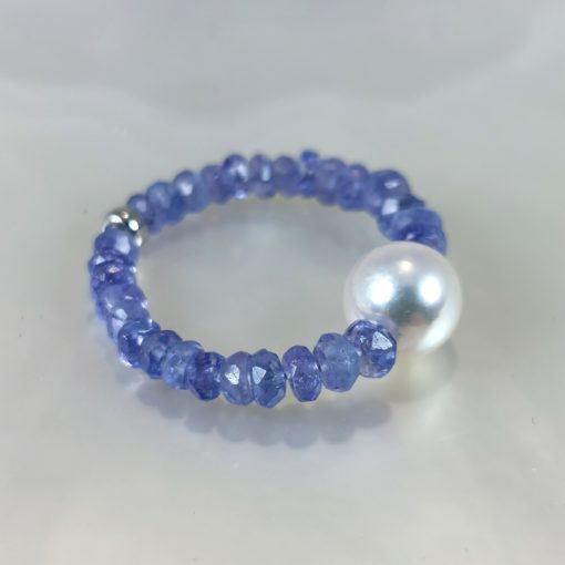 Tanzanites et perle bague