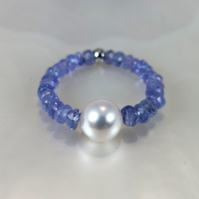 bague tanzanites et perle