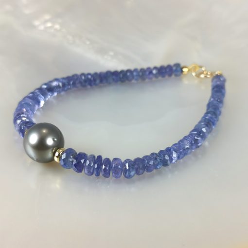 bracelet Tanzanites et Tahiti perle