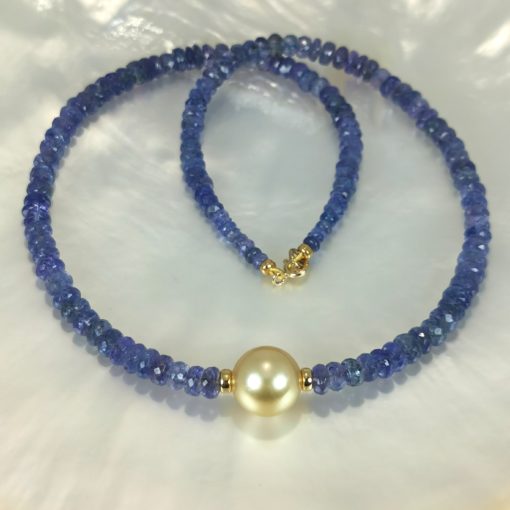 Tanzanites collier et perle golden d'australie