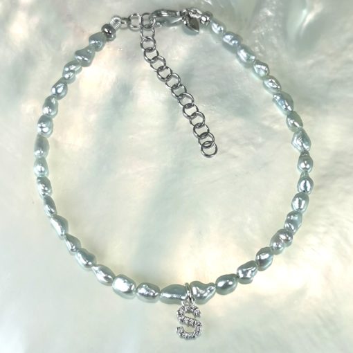 bracelet perles keshis initiales