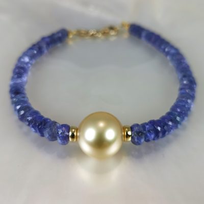 bracelet or 18k pierres naturelles et perle