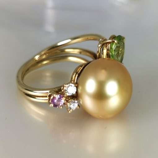 bague cocktail en or jaune 18k