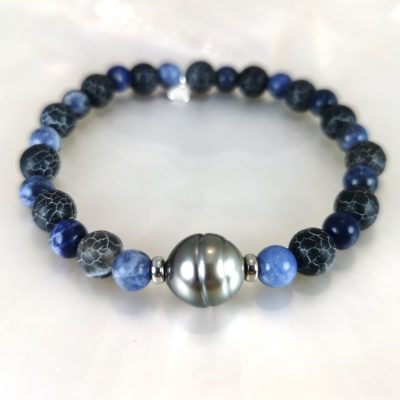 bracelet perle noire de tahiti cerclée