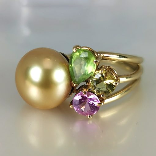 bague OJ18K pierres et perle