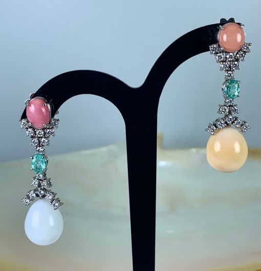 earrings natural pearls WG18K diamonds