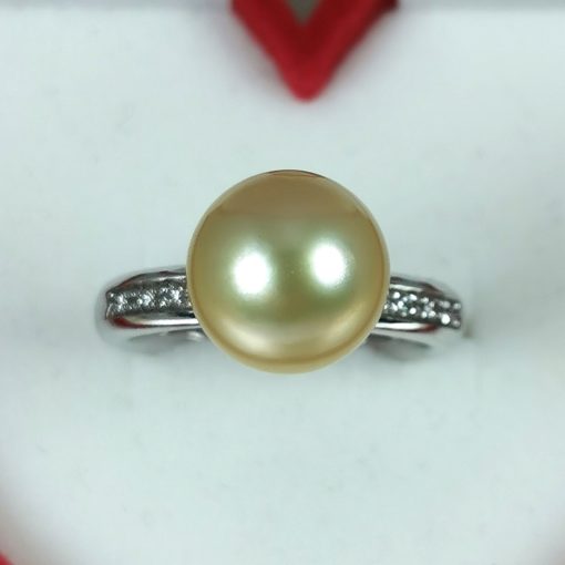 anello oro bianco 18k diamanti e perla