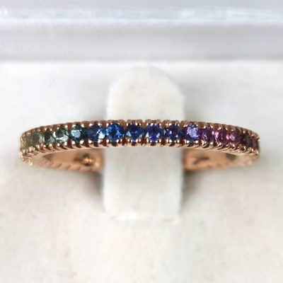 bague en or rose 18k eternity rainbow