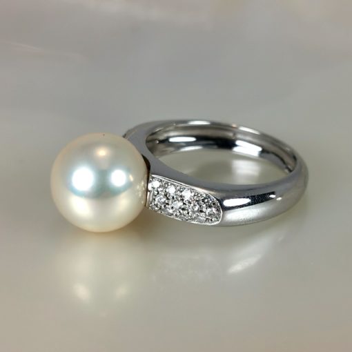 anello oro 18k diamanti et perla coltivata