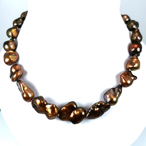 perles chocolat baroques collier