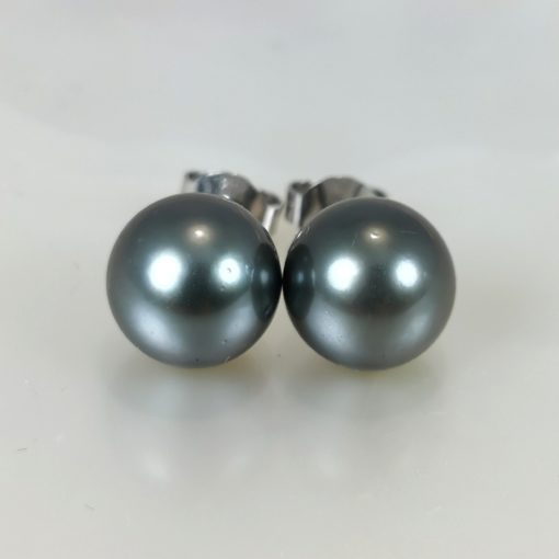 perles noires de Tahiti rondes boucles d'oreilles