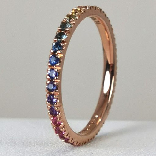 bioux or rose 18k rainbow saphirs