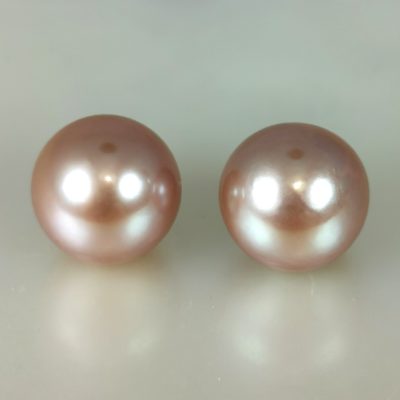 paire perles de culture purple rondes 11x12 mm
