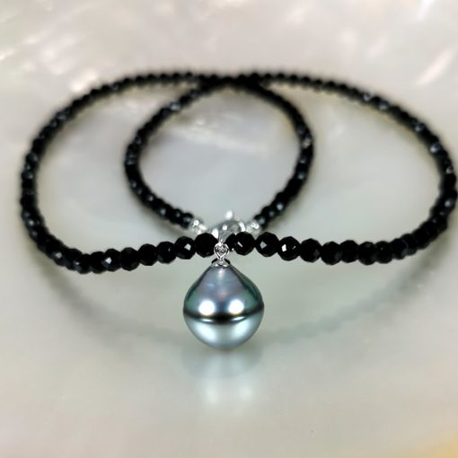 perle noire de tahiti collier pierres naturelles