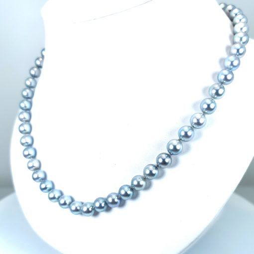 collier de perles de culture akoya gris bleu