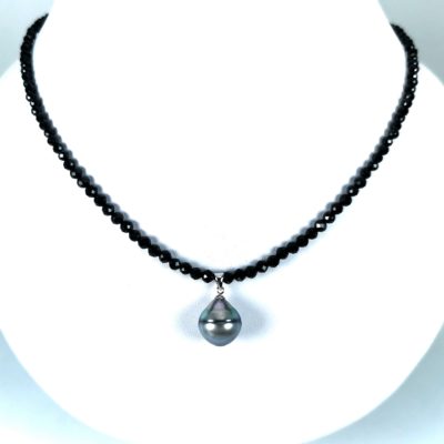 collier pierres naturelles et perle de tahiti