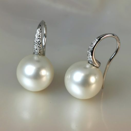 südseeperlen ohrringe 18k weiss gold mit diamanten
