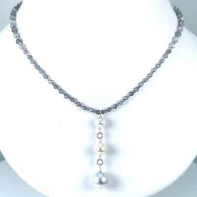 collier perles blanches southsea et pierres précieuses