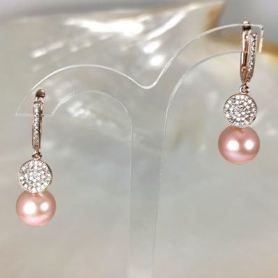 boucles d'oreilles perles roses
