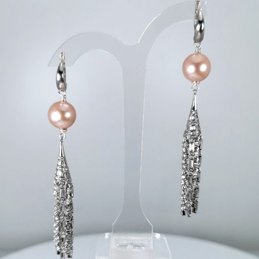 earrings long pair in 925 Silver with pearls
