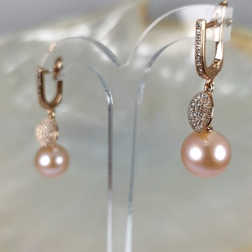 orecchini in argento 925 con perle coltivate rose naturali