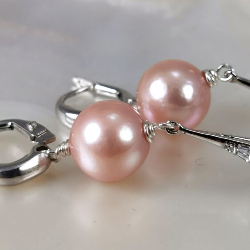 Freshwater perles rondes boucles oreilles