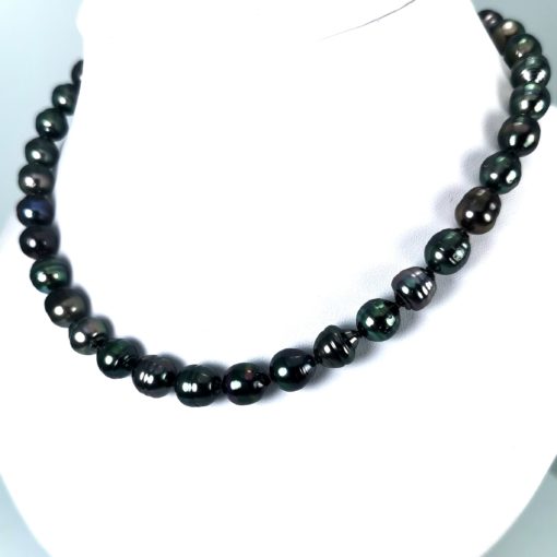 collier de perles de culture de Tahiti baroques cerclées