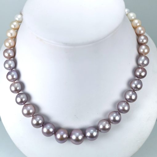 Rainbow collier perles de culture or 18k