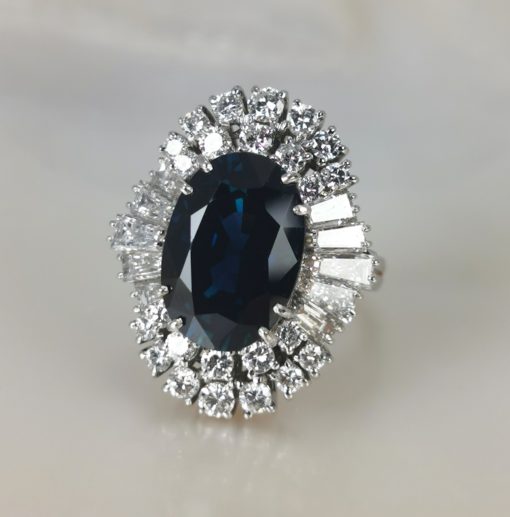 Anello oro bianco 18k zaffiro naturale e diamanti