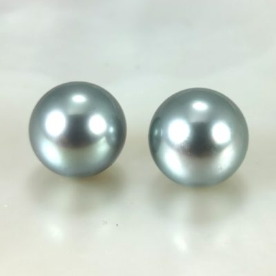 Tahiti perles paire ronde gris clair