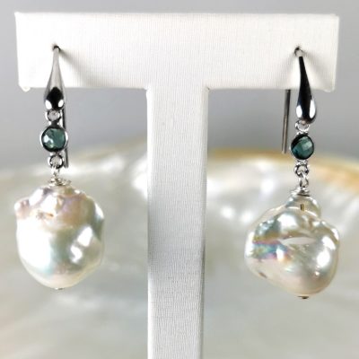boucles oreilles Ag925 perles blanches baroques