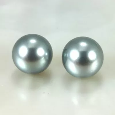 Tahiti perles paire ronde gris clair