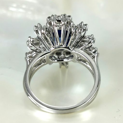 bague unique en OG750 diamants et saphir bleu naturel