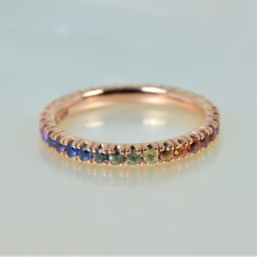 bague mariage rainbow saphirs or rose 18k