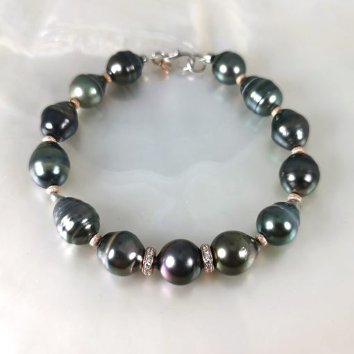 bracelet perles de Tahiti fermoir argent 925